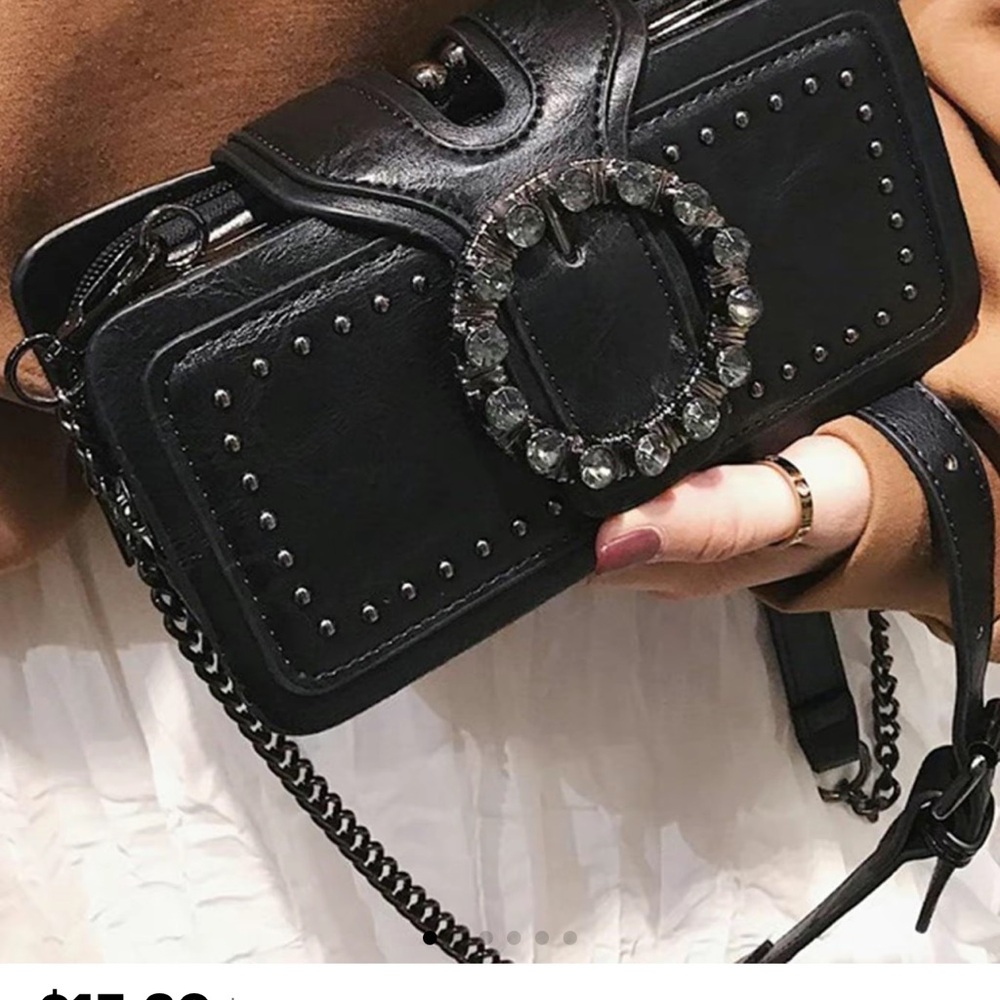 Black leather bag